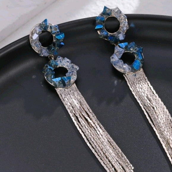 Aqua Tassel Earrings - Picture 5 of 5